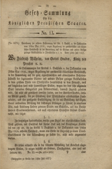 Gesetz-Sammlung für die Königlichen Preußischen Staaten. 1827, No. 13 (31 Juli)