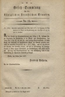 Gesetz-Sammlung für die Königlichen Preußischen Staaten. 1827, No. 14 (17 August)