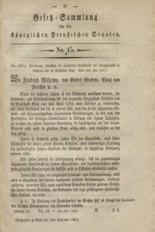 Gesetz-Sammlung für die Königlichen Preußischen Staaten. 1827, No. 15 (15 September)