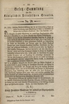 Gesetz-Sammlung für die Königlichen Preußischen Staaten. 1827, No. 20 (9 November)