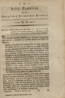 Gesetz-Sammlung für die Königlichen Preußischen Staaten. 1827, No. 21 (20 November)