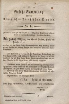 Gesetz-Sammlung für die Königlichen Preußischen Staaten. 1830, No. 14 (27 Juli)