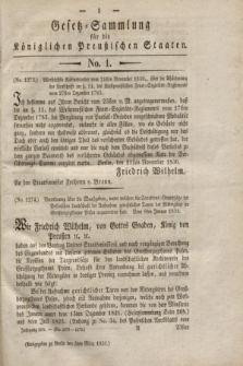 Gesetz-Sammlung für die Königlichen Preußischen Staaten. 1831, No. 1 (5 März)