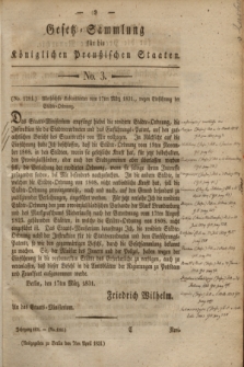 Gesetz-Sammlung für die Königlichen Preußischen Staaten. 1831, No. 3 (7 April)