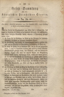 Gesetz-Sammlung für die Königlichen Preußischen Staaten. 1831, No. 16 (19 November)