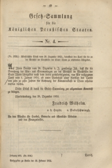 Gesetz-Sammlung für die Königlichen Preußischen Staaten. 1854, Nr. 4 (10 Februar)