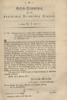 Gesetz-Sammlung für die Königlichen Preußischen Staaten. 1854, Nr. 7 (16 März)