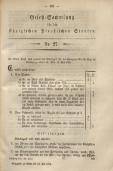Gesetz-Sammlung für die Königlichen Preußischen Staaten. 1854, Nr. 27 (12 Juli)