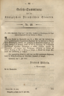 Gesetz-Sammlung für die Königlichen Preußischen Staaten. 1854, Nr. 29 (27 Juli)