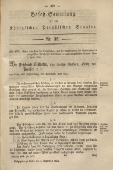 Gesetz-Sammlung für die Königlichen Preußischen Staaten. 1854, Nr. 35 (4 September)