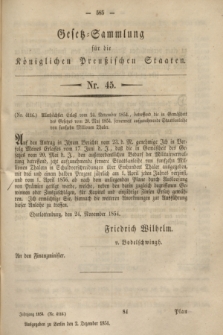 Gesetz-Sammlung für die Königlichen Preußischen Staaten. 1854, Nr. 45 (2 Dezember)