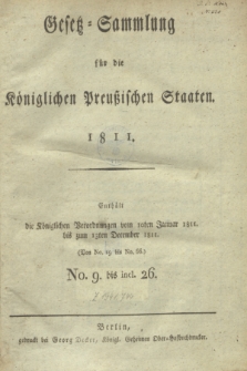 Gesetz-Sammlung für die Königlichen Preußischen Staaten. 1811, Spis treści