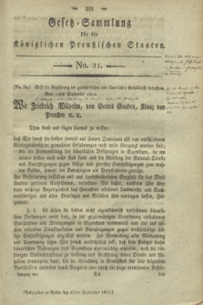 Gesetz-Sammlung für die Königlichen Preußischen Staaten. 1811, No. 21 (26 September)