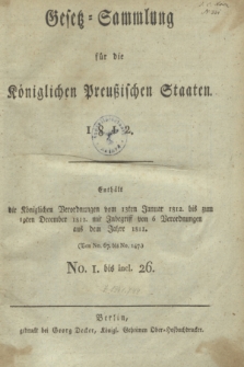 Gesetz-Sammlung für die Königlichen Preußischen Staaten. 1812, Spis treści