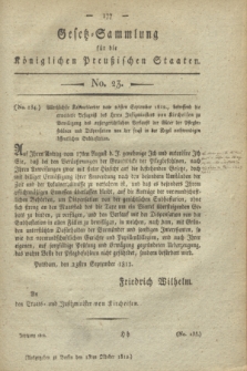 Gesetz-Sammlung für die Königlichen Preußischen Staaten. 1812, No. 23 (13 October)