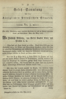 Gesetz-Sammlung für die Königlichen Preußischen Staaten. 1815, No. 3 (18 März)