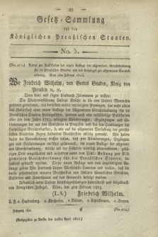 Gesetz-Sammlung für die Königlichen Preußischen Staaten. 1815, No. 5 (20 April)