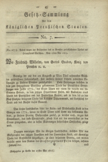 Gesetz-Sammlung für die Königlichen Preußischen Staaten. 1815, No. 7 (27 Mai)