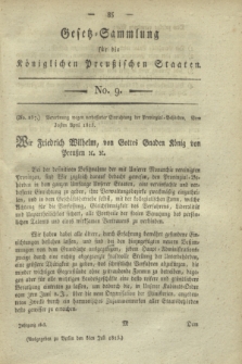 Gesetz-Sammlung für die Königlichen Preußischen Staaten. 1815, No. 9 (8 Juli)