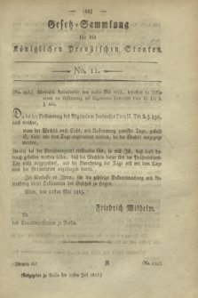 Gesetz-Sammlung für die Königlichen Preußischen Staaten. 1815, No. 11 (29 Juli)