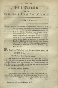 Gesetz-Sammlung für die Königlichen Preußischen Staaten. 1815, No. 13 (16 September)