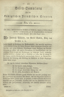 Gesetz-Sammlung für die Königlichen Preußischen Staaten. 1815, No. 15 (21 November) + dod.