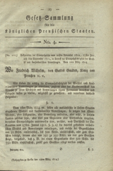 Gesetz-Sammlung für die Königlichen Preußischen Staaten. 1814, No. 4 (18 März)