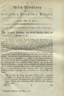 Gesetz-Sammlung für die Königlichen Preußischen Staaten. 1814, No. 5 (29 März)