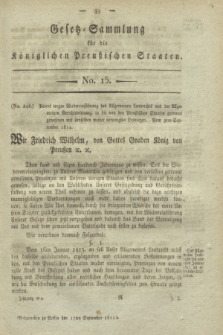 Gesetz-Sammlung für die Königlichen Preußischen Staaten. 1814, No. 15 (17 September)