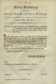 Gesetz-Sammlung für die Königlichen Preußischen Staaten. 1814, No. 16 (27 September)