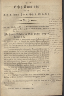 Gesetz-Sammlung für die Königlichen Preußischen Staaten. 1818, No. 9 (5 September) + wkładka
