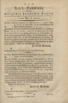 Gesetz-Sammlung für die Königlichen Preußischen Staaten. 1822, No. 1 (12 Januar)