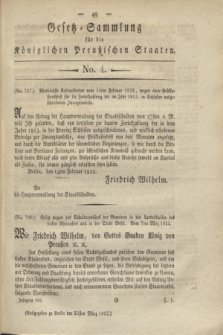 Gesetz-Sammlung für die Königlichen Preußischen Staaten. 1822, No. 4 (23 März)