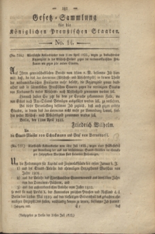 Gesetz-Sammlung für die Königlichen Preußischen Staaten. 1822, No. 14 (20 Juli) + wkładka