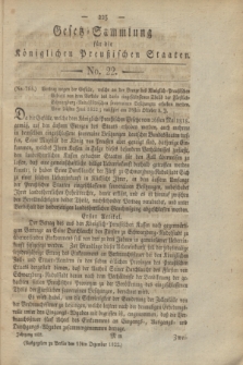 Gesetz-Sammlung für die Königlichen Preußischen Staaten. 1822, No. 22 (19 Dezember) + dod. + wkładka