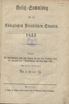 Gesetz-Sammlung für die Königlichen Preußischen Staaten. 1823, Spis treści