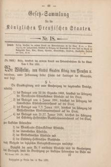 Gesetz-Sammlung für die Königlichen Preußischen Staaten. 1890, Nr. 18 (14 Mai)