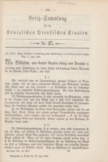 Gesetz-Sammlung für die Königlichen Preußischen Staaten. 1890, Nr. 27 (23 Juni)