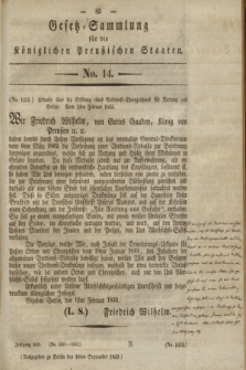 Gesetz-Sammlung für die Königlichen Preußischen Staaten. 1833, No. 14 (19 September)