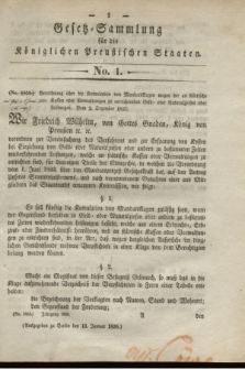 Gesetz-Sammlung für die Königlichen Preußischen Staaten. 1838, No. 1 (13 Januar)