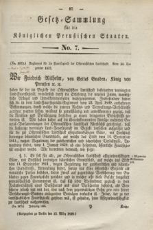 Gesetz-Sammlung für die Königlichen Preußischen Staaten. 1838, No. 7 (13 März) + dod.