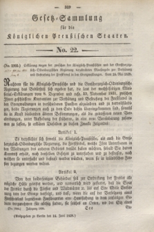 Gesetz-Sammlung für die Königlichen Preußischen Staaten. 1838, No. 22 (16 Juni)