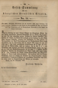 Gesetz-Sammlung für die Königlichen Preußischen Staaten. 1839, No. 18 (27 Juli)