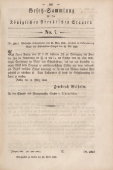Gesetz-Sammlung für die Königlichen Preußischen Staaten. 1840, No. 7 (30 April)