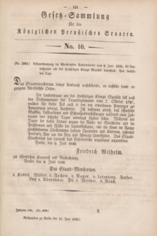 Gesetz-Sammlung für die Königlichen Preußischen Staaten. 1840, No. 10 A (11 Juni)