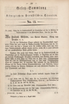 Gesetz-Sammlung für die Königlichen Preußischen Staaten. 1840, No. 13 (1 August)