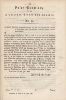 Gesetz-Sammlung für die Königlichen Preußischen Staaten. 1840, No. 14 (3 August)