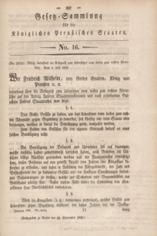 Gesetz-Sammlung für die Königlichen Preußischen Staaten. 1840, No. 16 (22 September)