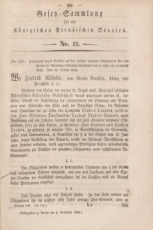 Gesetz-Sammlung für die Königlichen Preußischen Staaten. 1840, No. 19 (6 November)