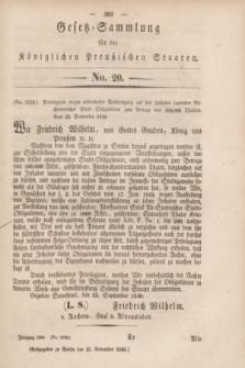 Gesetz-Sammlung für die Königlichen Preußischen Staaten. 1840, No. 20 (15 November)